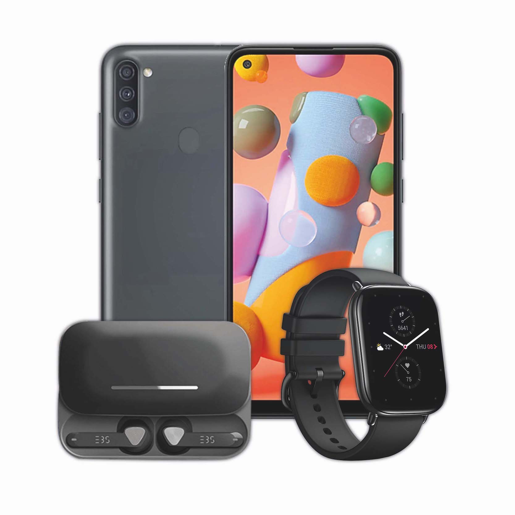Samsung Galaxy A11 + EBS Earpods + Smart Watch