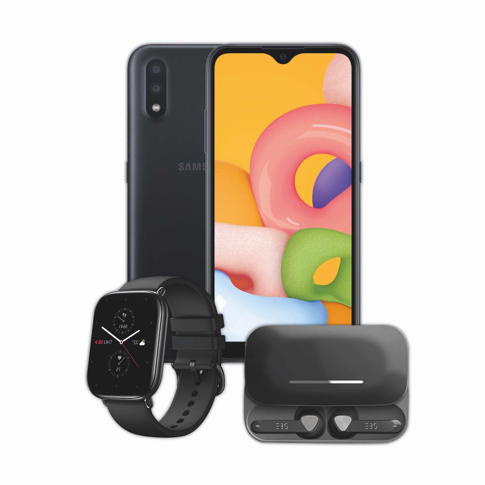 Samsung Galaxy A01 + EBS Earpods + Smart Watch