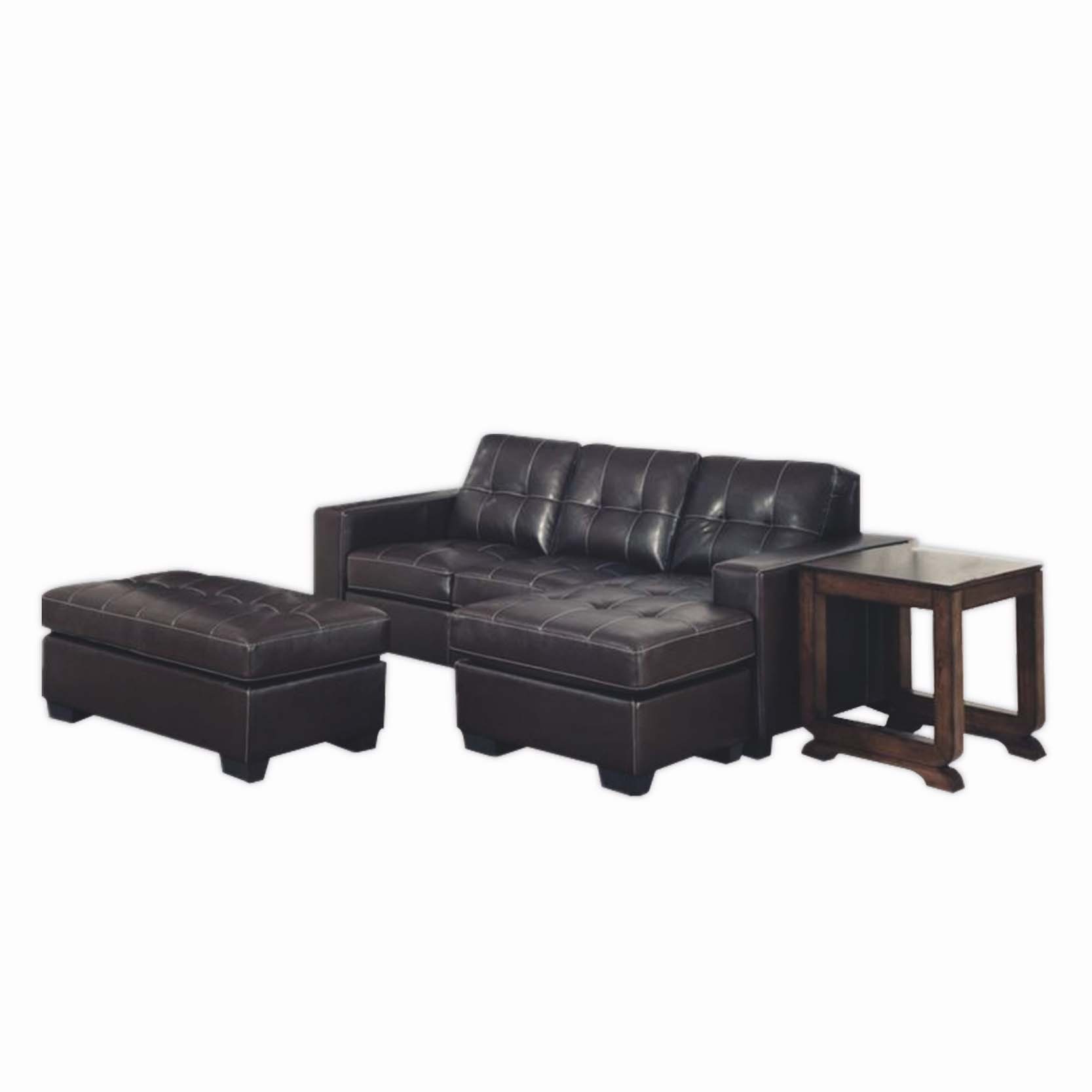 3 Seater Leather Lounge Suite with Ottoman