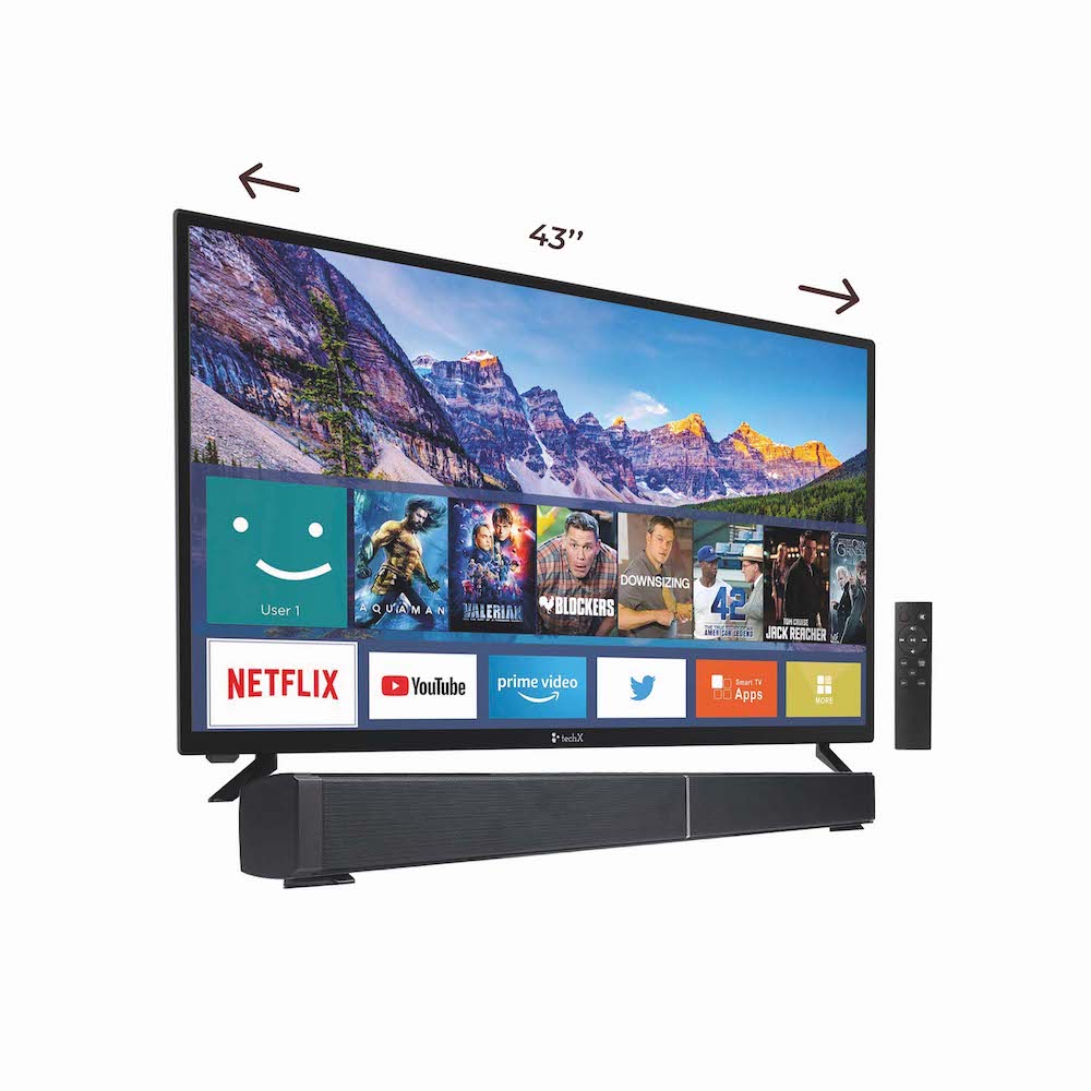 TechX 43″Smart TV + TechX 30″ Sound Bar